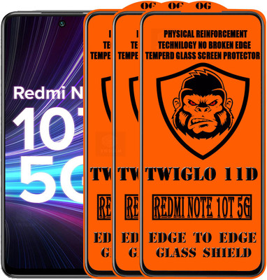 TWIGLO Edge To Edge Tempered Glass for REDMI NOTE 10T 5G(Pack of 3)