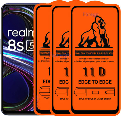 Forego Edge To Edge Tempered Glass for Realme 8s 5G(Pack of 3)