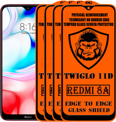TWIGLO Edge To Edge Tempered Glass for REDMI 8A(Pack of 4)