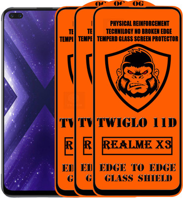 TWIGLO Edge To Edge Tempered Glass for REALME X3(Pack of 3)