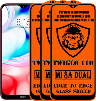 TWIGLO Edge To Edge Tempered Glass for REDMI 8A DUAL(Pack of 3)