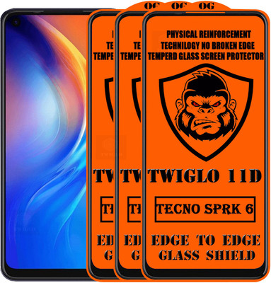TWIGLO Edge To Edge Tempered Glass for TECNO SPARK 6(Pack of 3)