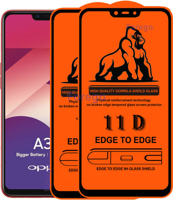 Forego Edge To Edge Tempered Glass for Oppo A3s(Pack of 2)