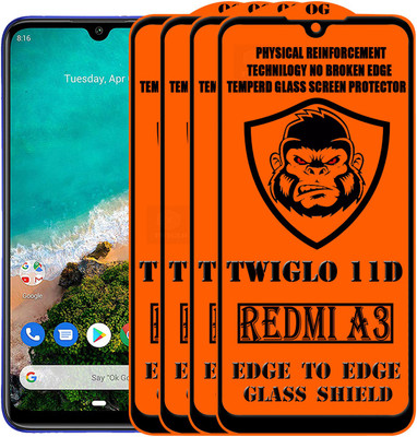 TWIGLO Edge To Edge Tempered Glass for REDMI MI A3(Pack of 4)