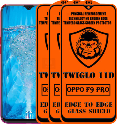 TWIGLO Edge To Edge Tempered Glass for OPPO F9 Pro(Pack of 3)