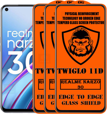 TWIGLO Edge To Edge Tempered Glass for REALME NARZO 30(Pack of 3)