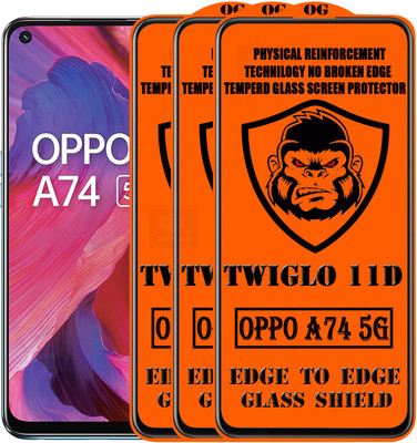 TWIGLO Edge To Edge Tempered Glass for OPPO A74 5G(Pack of 3)