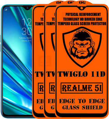 TWIGLO Edge To Edge Tempered Glass for REALME 5I(Pack of 3)