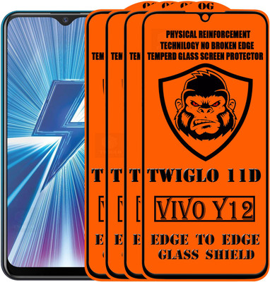 TWIGLO Edge To Edge Tempered Glass for VIVO Y12(Pack of 4)