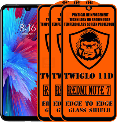 TWIGLO Edge To Edge Tempered Glass for REDMI NOTE 7(Pack of 3)