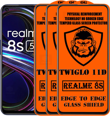 TWIGLO Edge To Edge Tempered Glass for REALME 8S(Pack of 3)