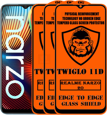 TWIGLO Edge To Edge Tempered Glass for REALME NARZO 20(Pack of 3)