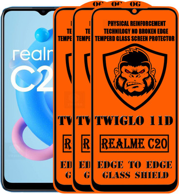 TWIGLO Edge To Edge Tempered Glass for REALME C20(Pack of 3)