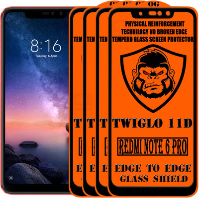 TWIGLO Edge To Edge Tempered Glass for Mi Redmi Note 6 Pro(Pack of 4)