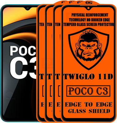 TWIGLO Edge To Edge Tempered Glass for REDMI POCO C3(Pack of 4)