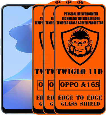 TWIGLO Edge To Edge Tempered Glass for OPPO A16s(Pack of 3)