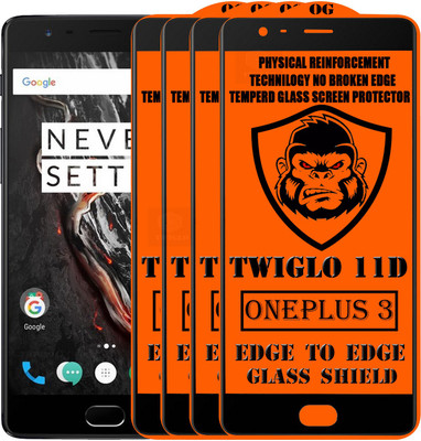 TWIGLO Edge To Edge Tempered Glass for OnePlus 3(Pack of 4)
