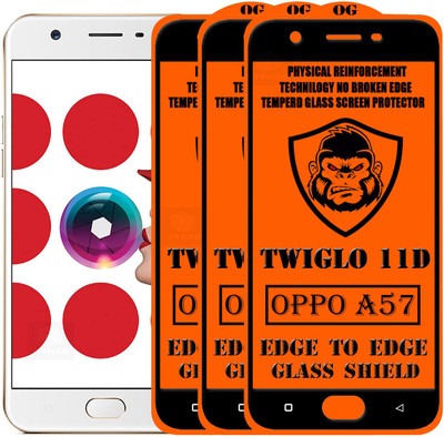 TWIGLO Edge To Edge Tempered Glass for Oppo A57(Pack of 3)