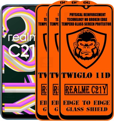 TWIGLO Edge To Edge Tempered Glass for REALME C21Y(Pack of 3)