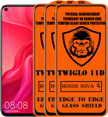 TWIGLO Edge To Edge Tempered Glass for HONOR NOVA 4(Pack of 3)