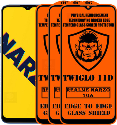 TWIGLO Edge To Edge Tempered Glass for REALME NARZO 10A(Pack of 3)