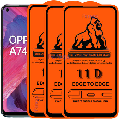 Forego Edge To Edge Tempered Glass for Oppo A74 5G(Pack of 3)