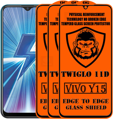 TWIGLO Edge To Edge Tempered Glass for VIVO Y15(Pack of 3)