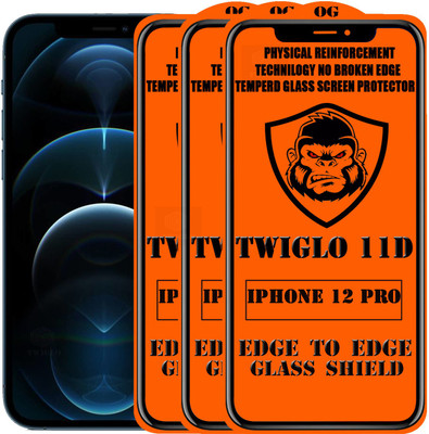 TWIGLO Edge To Edge Tempered Glass for IPHONE 12 PRO(Pack of 3)
