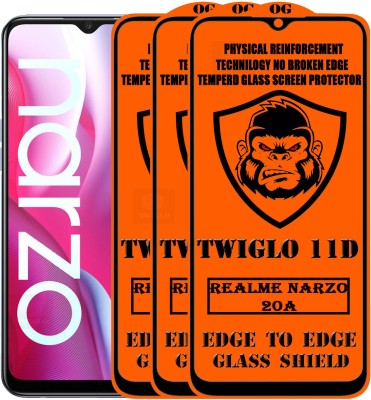 TWIGLO Edge To Edge Tempered Glass for REALME NARZO 20A(Pack of 3)