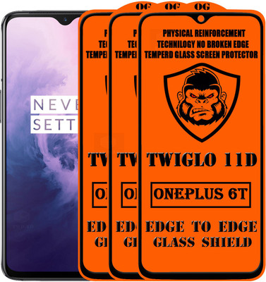TWIGLO Edge To Edge Tempered Glass for OnePlus 6T(Pack of 3)