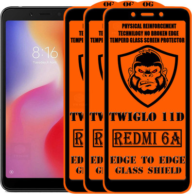 TWIGLO Edge To Edge Tempered Glass for Mi Redmi 6A(Pack of 3)