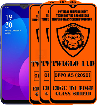 TWIGLO Edge To Edge Tempered Glass for OPPO A5 2020(Pack of 3)