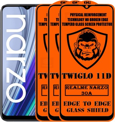 TWIGLO Edge To Edge Tempered Glass for REALME NARZO 30A(Pack of 3)