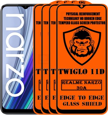 TWIGLO Edge To Edge Tempered Glass for REALME NARZO 30A(Pack of 4)