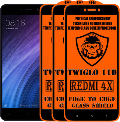 TWIGLO Edge To Edge Tempered Glass for Mi Redmi 4X(Pack of 3)