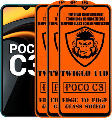 TWIGLO Edge To Edge Tempered Glass for REDMI POCO C3(Pack of 3)