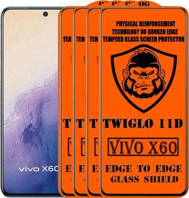 TWIGLO Edge To Edge Tempered Glass for VIVO X60(Pack of 4)