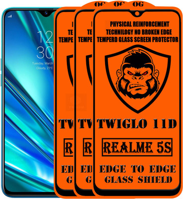 TWIGLO Edge To Edge Tempered Glass for REALME 5S(Pack of 3)