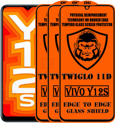 TWIGLO Edge To Edge Tempered Glass for VIVO Y12S(Pack of 3)