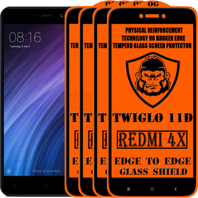 TWIGLO Edge To Edge Tempered Glass for Mi Redmi 4X(Pack of 4)