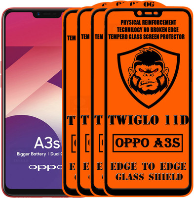 TWIGLO Edge To Edge Tempered Glass for Oppo A3s(Pack of 4)