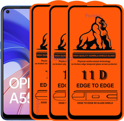 Forego Edge To Edge Tempered Glass for Oppo A55(Pack of 3)