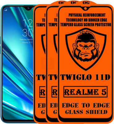 TWIGLO Edge To Edge Tempered Glass for REALME 5(Pack of 3)