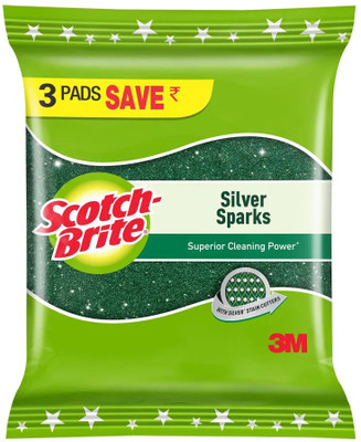 Scotch-Brite Silver Sparks Scrub Pad(Regular, Pack of 3)