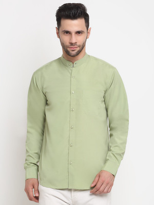 NEUDIS Men Solid Casual Green Shirt