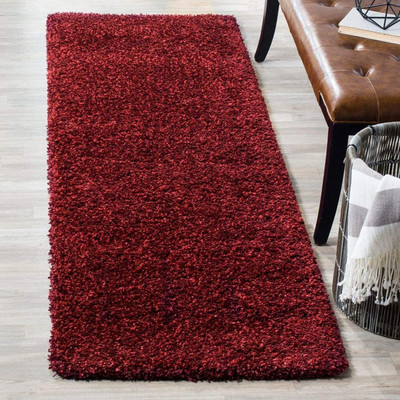 BhCarpet Red Polyester Runner(2 ft,  X 6 ft, Rectangle)