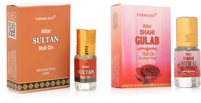 FORMLESS Sultan & Gulab 3ml Combo 2 Roll on Herbal Attar(Floral)