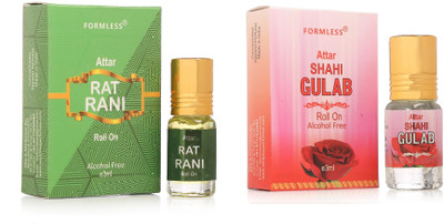 FORMLESS Rat Rani & Gulab 3ml Combo 2 Roll on Floral Attar(Floral)