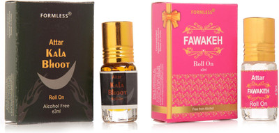 FORMLESS Kala Bhoot & Fawakeh 3ml Combo 2 Roll on Floral Attar(Spicy)