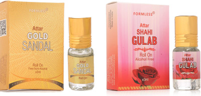 FORMLESS Gold Sandal & Gulab 3ml Each Roll on Floral Attar(Sandalwood)